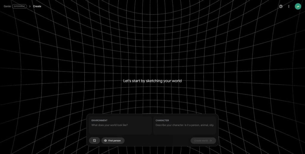 Google Genie 3によるリアルタイム3D世界生成のデモンストレーション画面